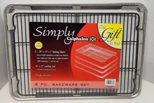 Simply Calphalon 4 Peice Aluminum Cookware - 3 Baking Sheets and Cooling Rack