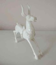 Vintage 1950's Hard Plastic White Reindeer Christmas Figurine