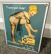Earl Scheib Gas Oil Gasoline Garage Pinup Girl Sign
