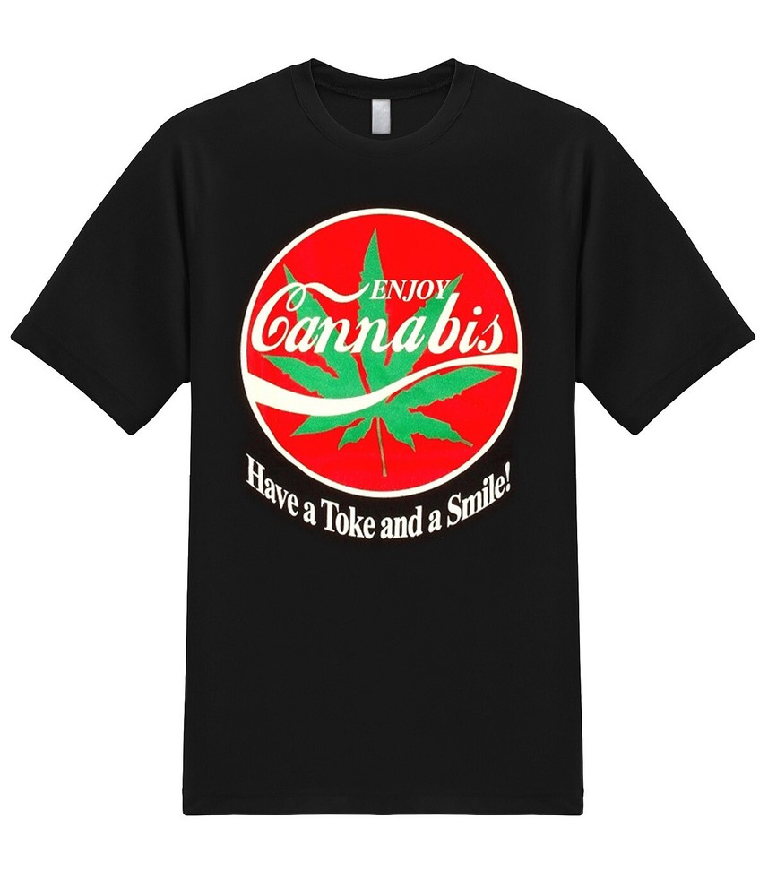 Enjoy Cannabis Toke Marijuana Weed Pot Cannabis Ganja 420 Stoner Graphic T-Shirt