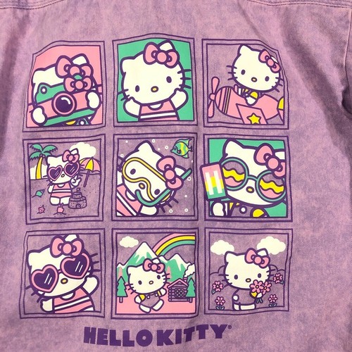 Hello Kitty Shirt Youth Girl Small Purple Denim Graphic Shacket Jacket Sanrio - Picture 21 of 24