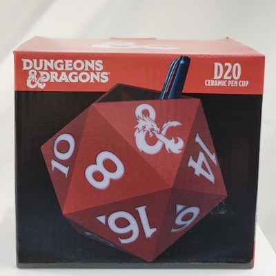 Dungeons and Dragons D20 Dice Ceramic Pen Cup Large Red WotC Gift New D&D