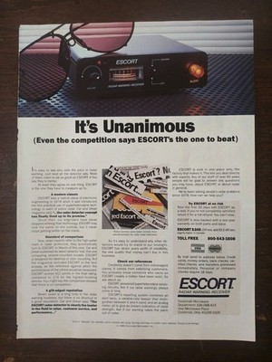 1986 Escort Radar Warning ReceiverVintage Full Page Magazine Ad Nice Image