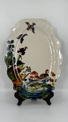 Anthropologie Nathalie Lete Marais Oval Platter Ducks Foliage (Stand N/I)
