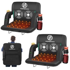 25" 2pcs Heated Stadium Seats for Bleachers with Back Support  Lumbar Pillow...