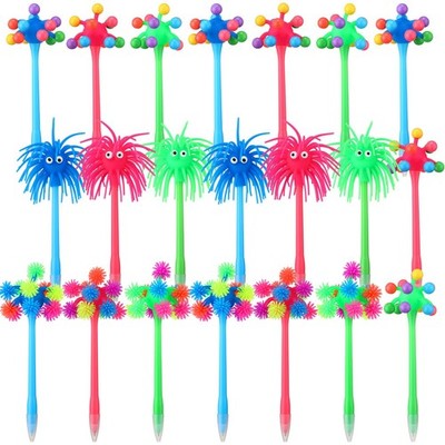 20 Pcs Fidget Pen Funny Sea Urchin Pens Novelty Monster Ballpoint Pens Soft R...