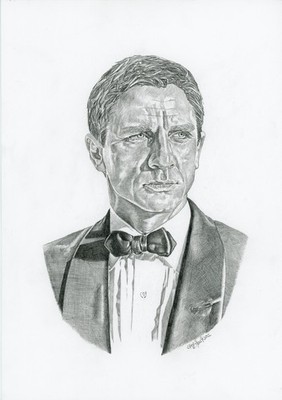 DANIEL CRAIG - JAMES BOND 007 - CASINO ROYALE - ORIGINAL PENCIL DRAWING ARTWORK