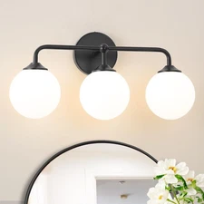 Black Bathroom 3-Lights Vanity Light Fixtures, Minimalist Vanity Lights with ...