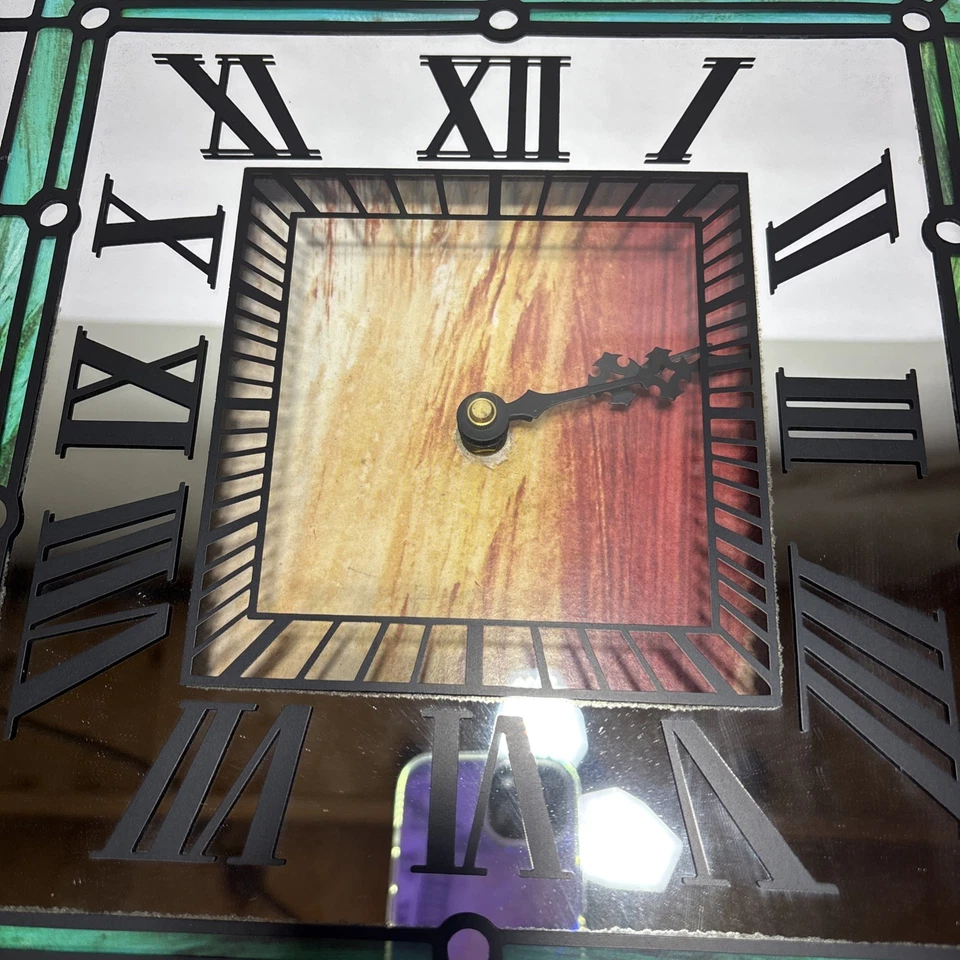 Framed Wolf Schmidt Vodka Stain Glass LOOK !! Working Clock Mirror. - Image 4 of 4