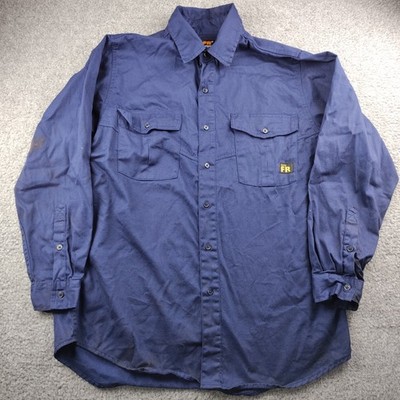 Konreco FR Shirt Button Up Blue Size Large Mens Cat2 Fire Flame Resistant