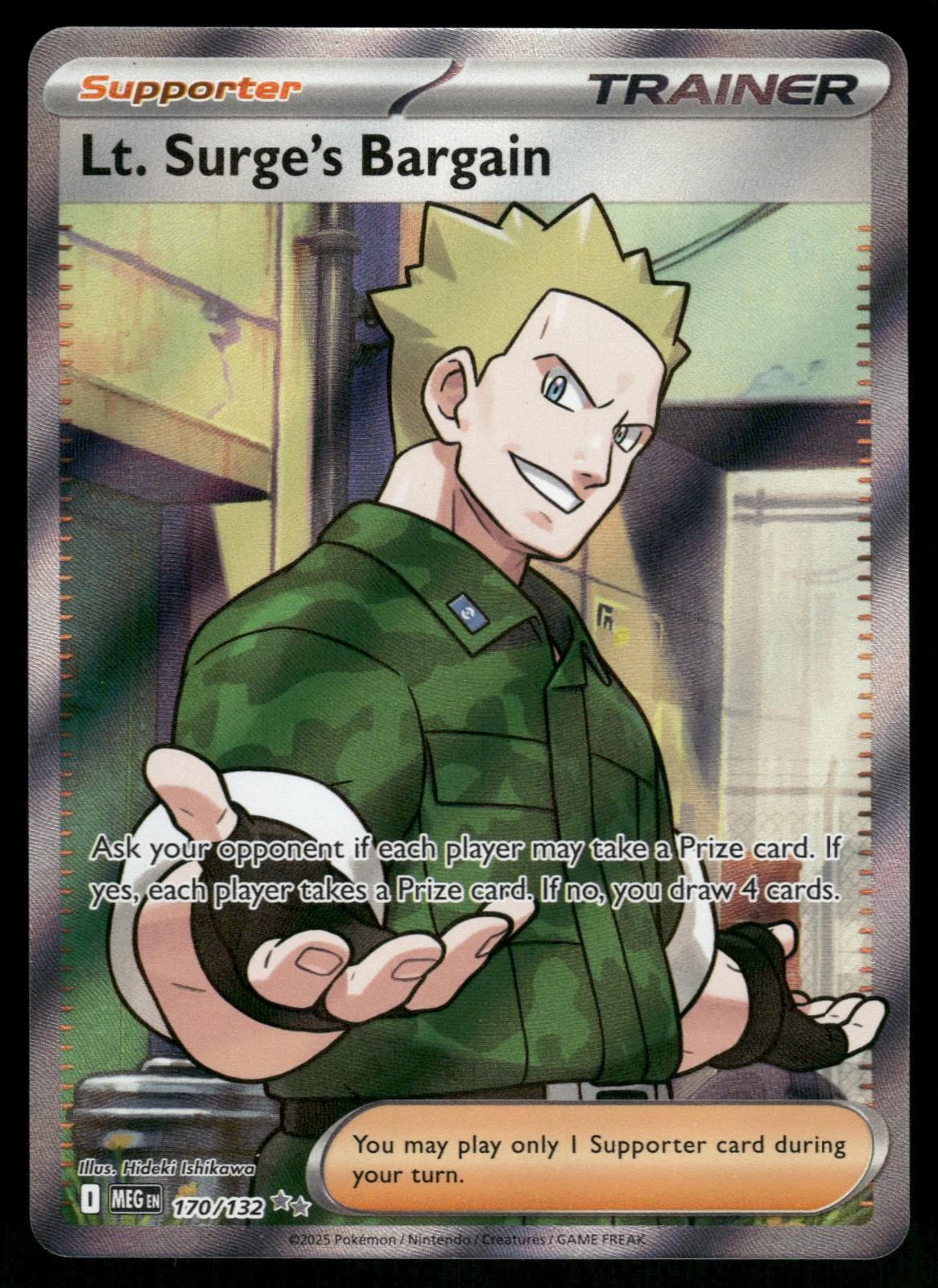 Lt. Surge's Bargain 170/132 Ultra Rare Mega Evolution Pokemon Holo Near Mint