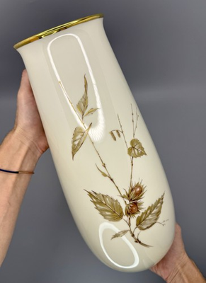 #ad ⭕️ ALBOTH amp; KAISER BAVARIA HAND PAINTED PORCELAIN VASE GOLD RIM 16.5” $69.95