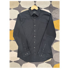 Express 1MX Extra Slim Black Dress Shirt M Stretch Easy Care Quick Dry