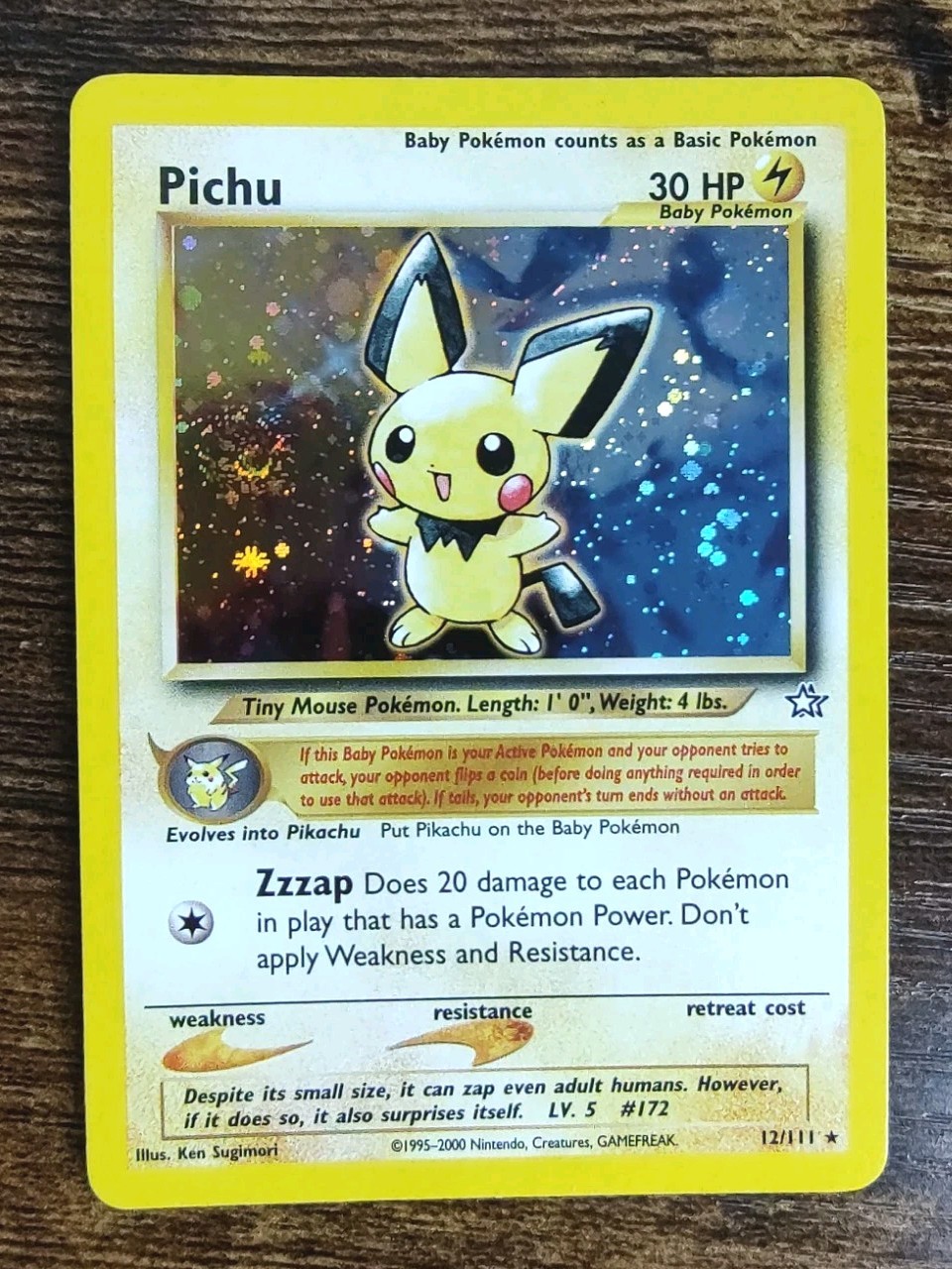 Pichu 12/111 Holo Rare Neo Genesis Pokemon Swirl 🍥 NM