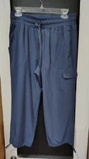 womans RBX blue drawstring workout casual capri pants size medium