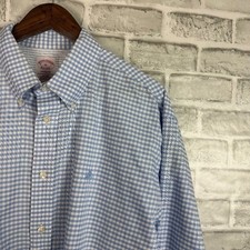 Brooks Brothers Madison Baby Blue Gingham Check LS Button Down Shirt Mens XL