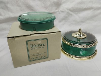 Vtg Avon Regence Beauty Dust Container, Refill W/  Puff New Old Stock