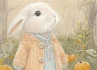 ACEO orig. pastel drawing bunny with pumkins, fairytale by Anna Hoff Germany