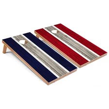 Cornhole Boards Skips Garage Navy Red Foldable Wood 2x4 Outdoor Game Set