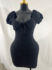 Madden NYC Black Puff Sleeve Bodycon Dress Medium