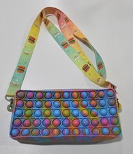 Pop it Popit Purse Bag Push Bubble Fidget Toy Gift Kids Rainbow Colorful