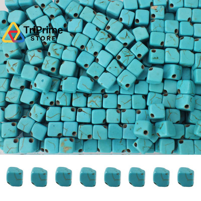 PAMIR TONG 6mm Turquoise Square Beads Bulk for 8mm x 12mm,