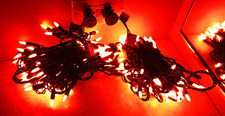 2 SETS Incandescent Halloween ORANGE String Lights 200/LIGHTS TOTAL Black Cord