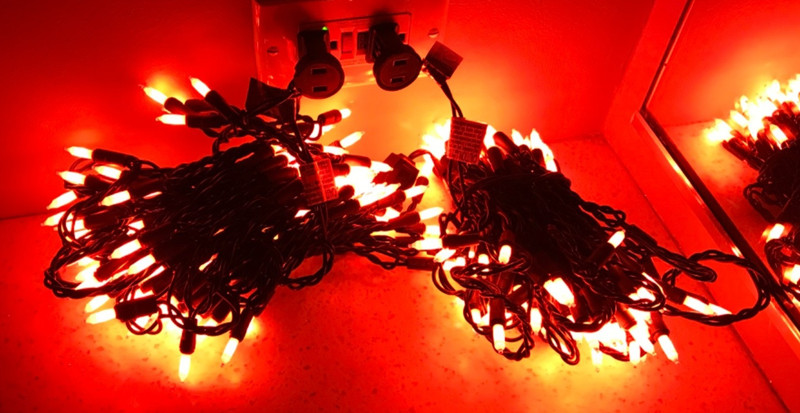 2 SETS Incandescent Halloween ORANGE String Lights 200/LIGHTS TOTAL Black Cord