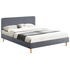 Lit double scandinave BALTA avec tête de lit et sommier 160 x 200 cm tissu gris