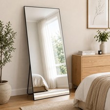 165x60cm Large Rectangular Full Length Mirror Freestanding Black Frame Bedroom