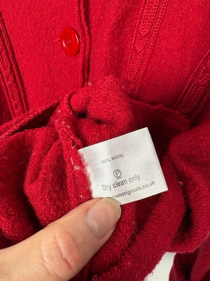 Ladies Pure Boiled Wool Red Festive Cardigan / Jacket Plus Size Christmas - Image 4 of 4