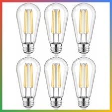 6 Pack LED Bulbs Shatterproof Vintage Edison Warm White 2700K E26 Base