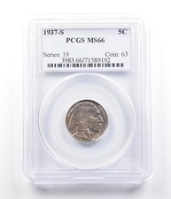 1937-S Indian Head Buffalo Nickel MS66 PCGS *6320