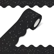 70Ft Shine Scalloped Bulletin Board Border- Black Bulletin Board Border, Shin...