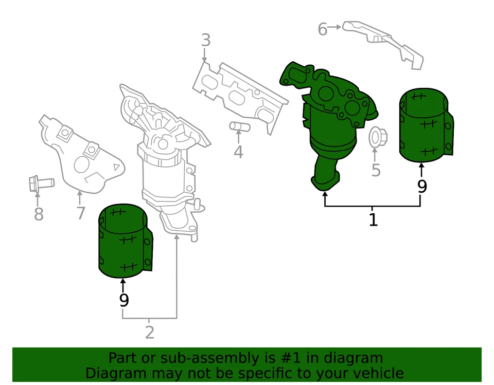 Convertidor catalítico original Ford con colector de escape integrado FB5Z-5G232-B Foto 2 de 4