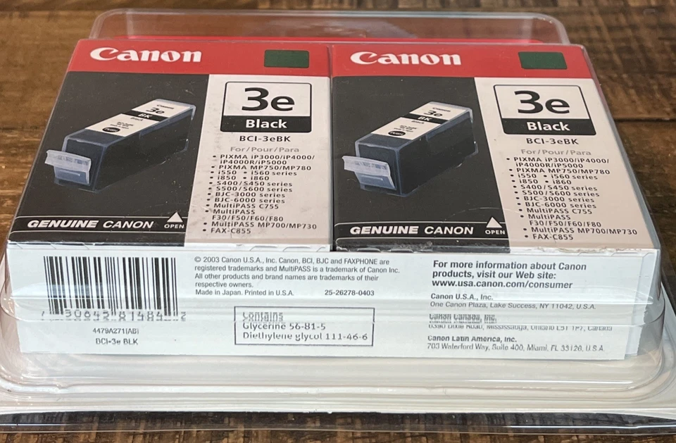 Genuine Canon 3e Black Ink Cartridge BCI-3eBK 2 Pack NEW SEALED - Imagem 4 de 4