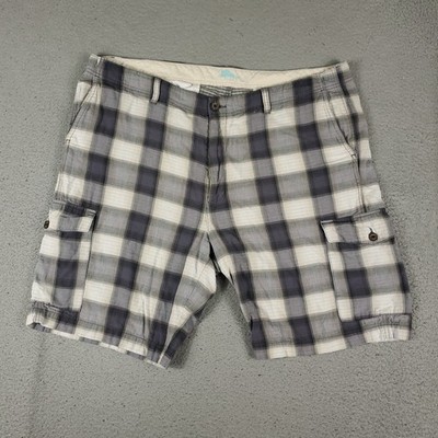 Tommy Bahama Shorts Mens 40 Gray Plaid Outdoors Hiking Camping Cargo Shorts