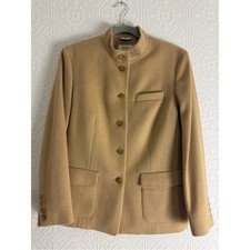 Camel Hair Blazer Made in Italy Stand Collar Jacket Talbots Petites 8 Women VTG