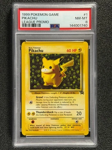 1999 Pokémon Game #1 PIKACHU League Promo Black Star TCG 1/53 PSA 8