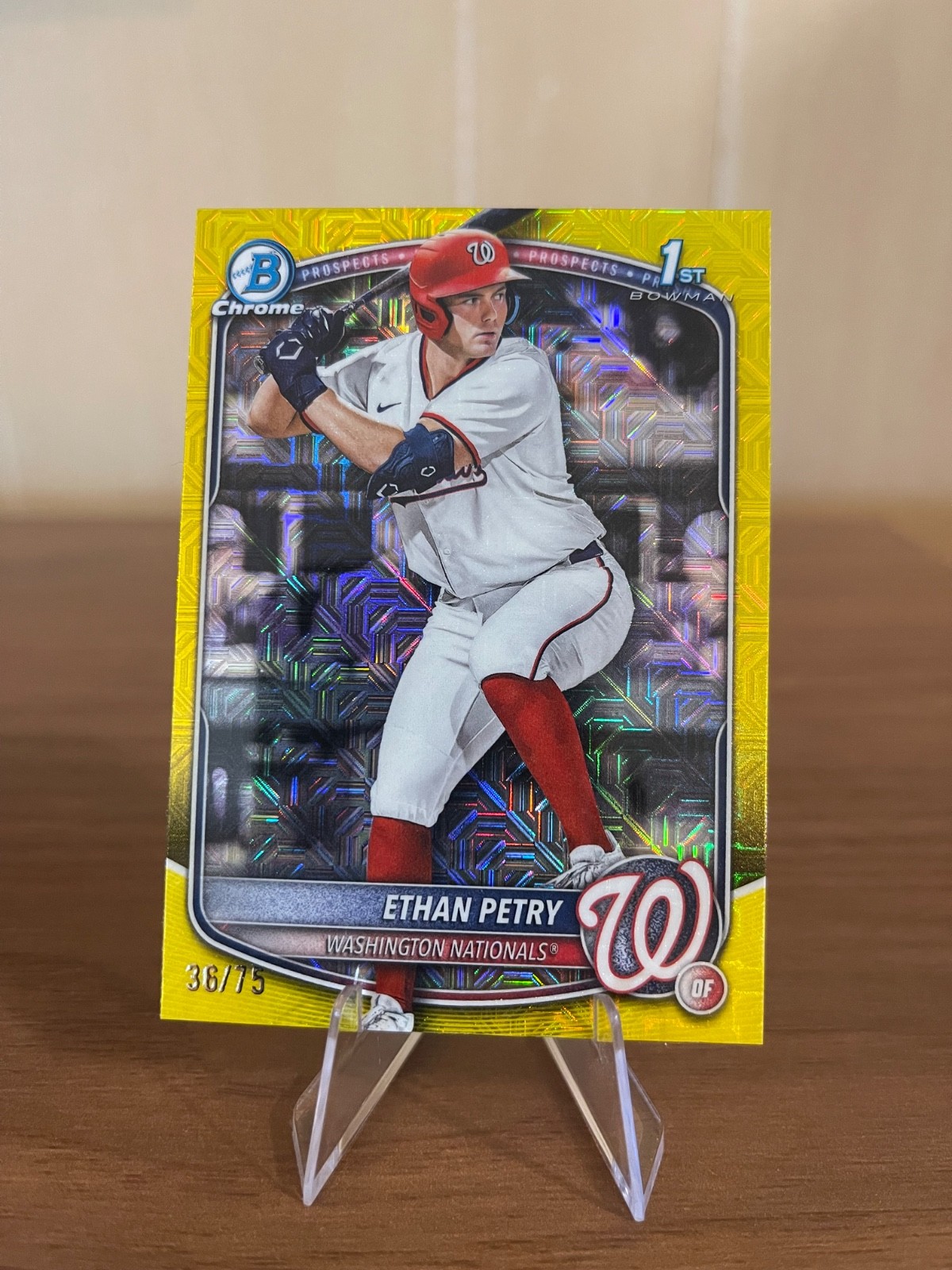 2025 Bowman Draft Chrome Ethan Petry BDC-151 Yellow Mojo Refractor /75 Nationals