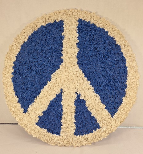 Vintage 1970's PEACE SIGN Melted Plastic Popcorn Art - Hippy Groovy Decor - RARE
