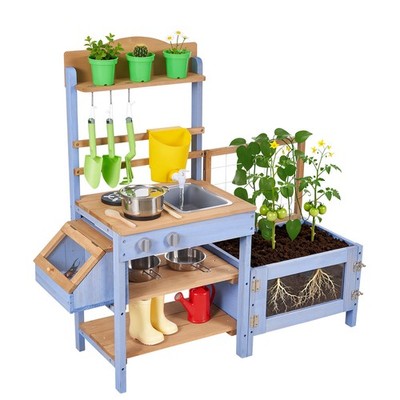 VEVOR Mud Kitchen Outdoor Mud Kitchen for Kids with Planting Box Cookware Pots