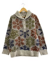 MISSONI SPORT Knit Sweater Thick -- Wool, Gray, All-over Pattern, Made in Ital
