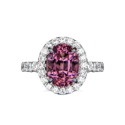Burma (Myanmar) Oval Pink Spinel 18K White Gold Ring 3.49CT