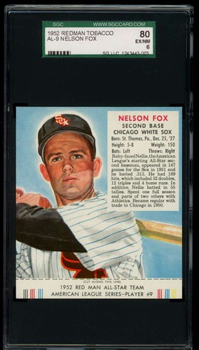 Nelson Fox #9 1952 Red Man Tobacco card