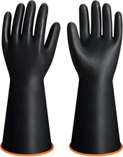 14" XL Size Latex Chemical Resistant Gloves, Reusable Heavy Duty Long Rubber Glo