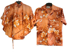 His  Hers Set VINTAGE Aloha Shirt Hawaii "Pomare" Luau Rare Poncho Size M 