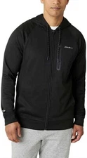 Eddie Bauer Men’s Full Zip Hooded Sweatshirt Fleece Jacket Moisture Wicking Logo