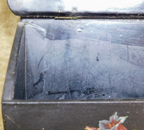 Antique c. 1880 Papier Mache Wall Rack BlacLidded Storage Box For Mail / Gloves - Picture 21 of 24