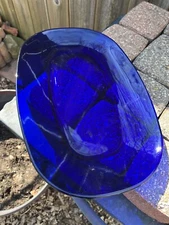 Duralex Vereco Cobalt Blue Glass Oval Platter plate dish tray 14 x 9.25 x 1.25